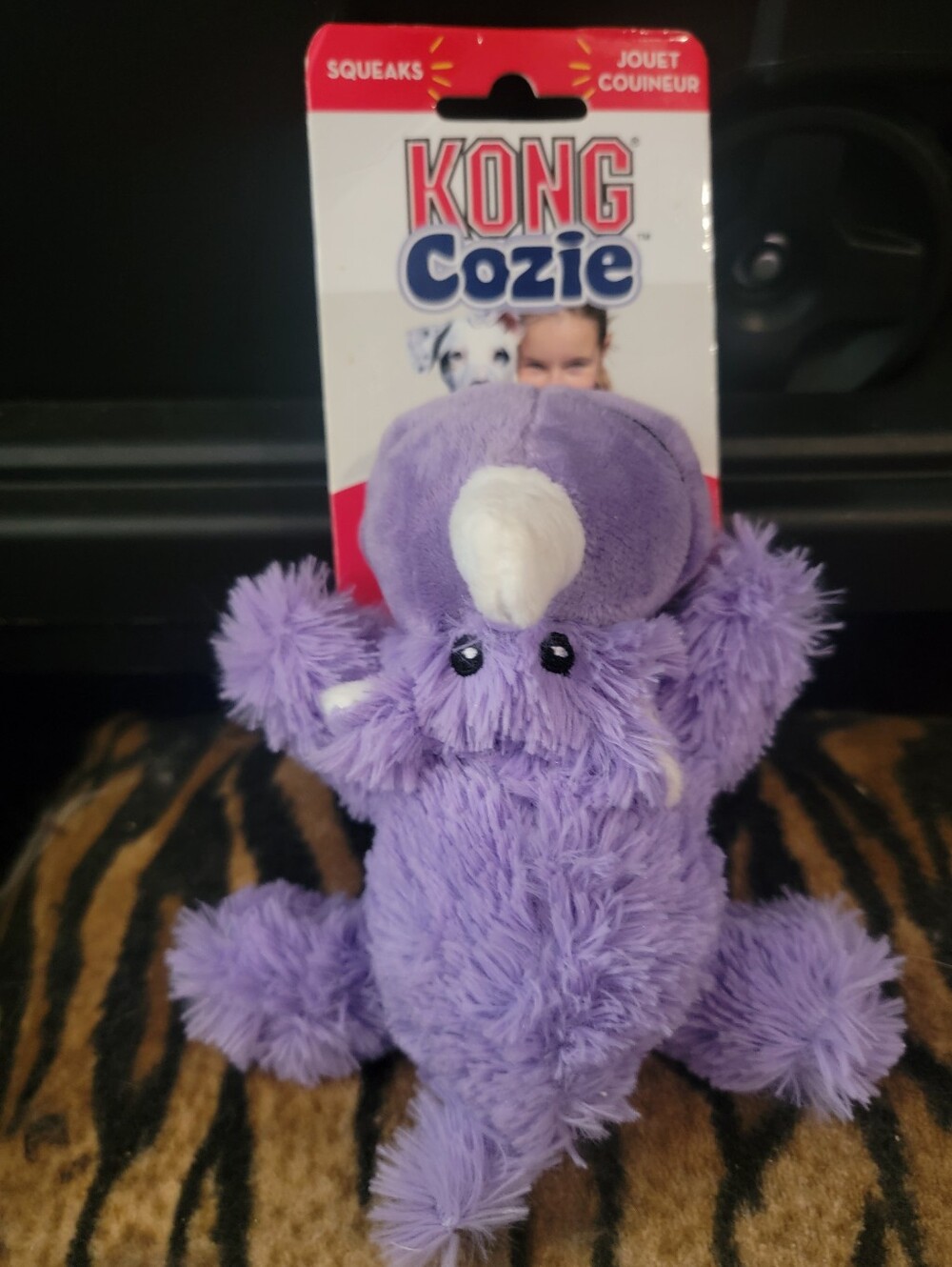 Kong Dog Rhino Cozie Purple Plush  Squeaky Toy Sz Small